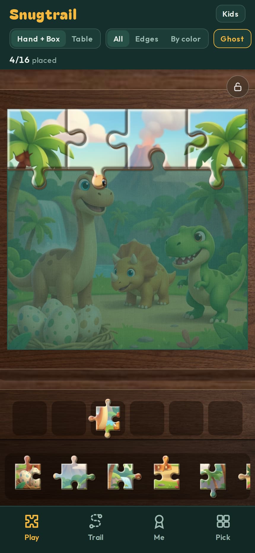 The Kids profile: a dinosaur picture with large pieces
